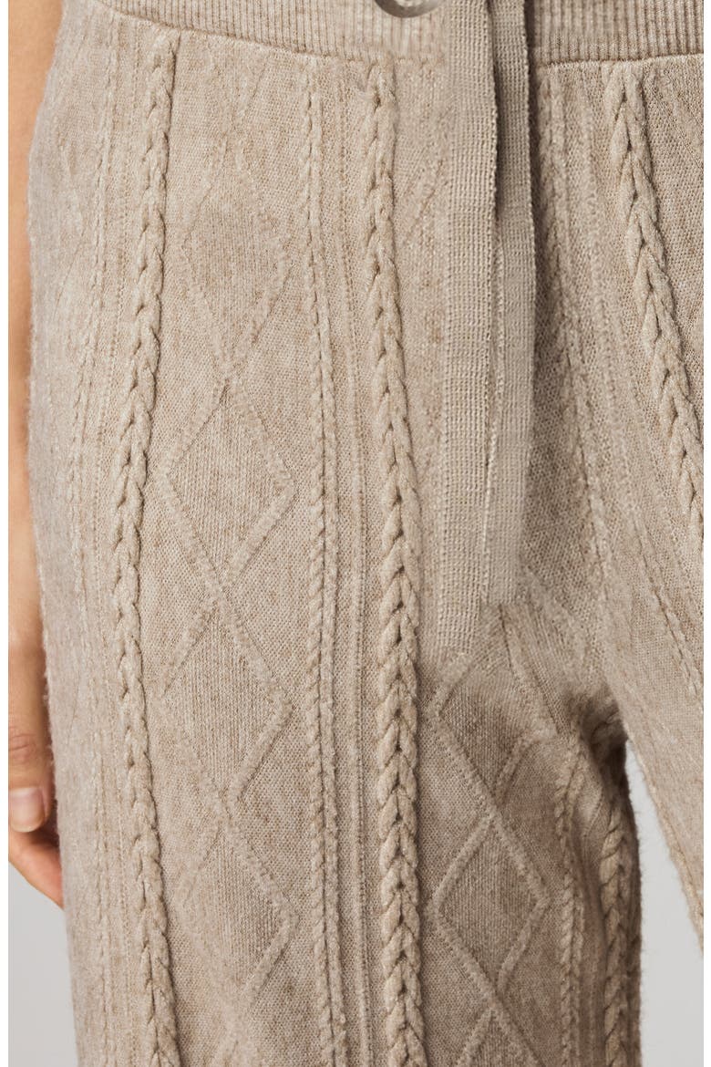 Cable Drawstring Wide Leg Pants, Alternate, color, CAPPUCCINO HEATHER BEIGE