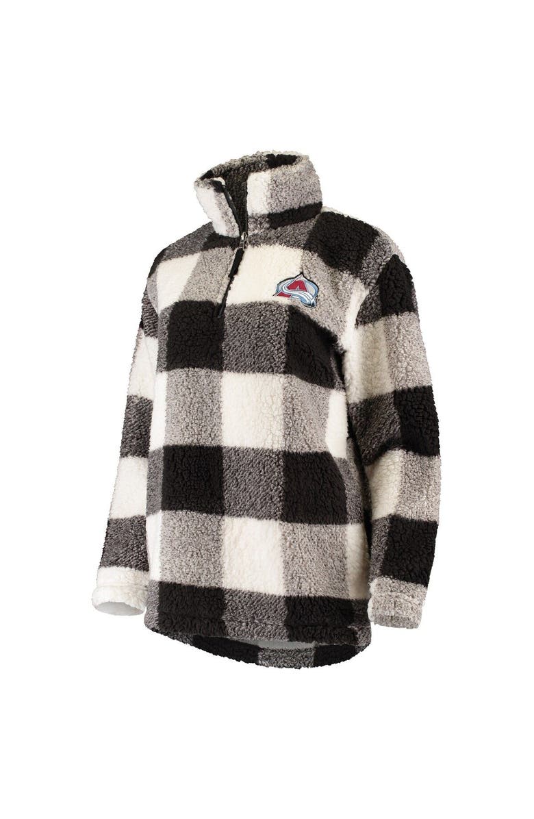 G-III 4HER BY CARL BANKS Women's G-III 4Her by Carl Banks Black/White Colorado Avalanche Plaid Sherpa Quarter-Zip Jacket, Alternate, color, 