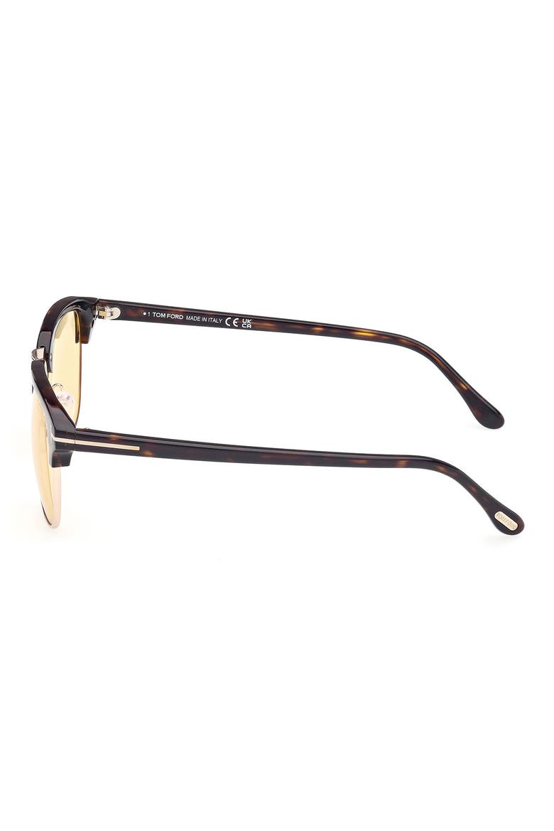 53mm Browline Square Sunglasses, Alternate, color, DARK HAVANA / BROWN
