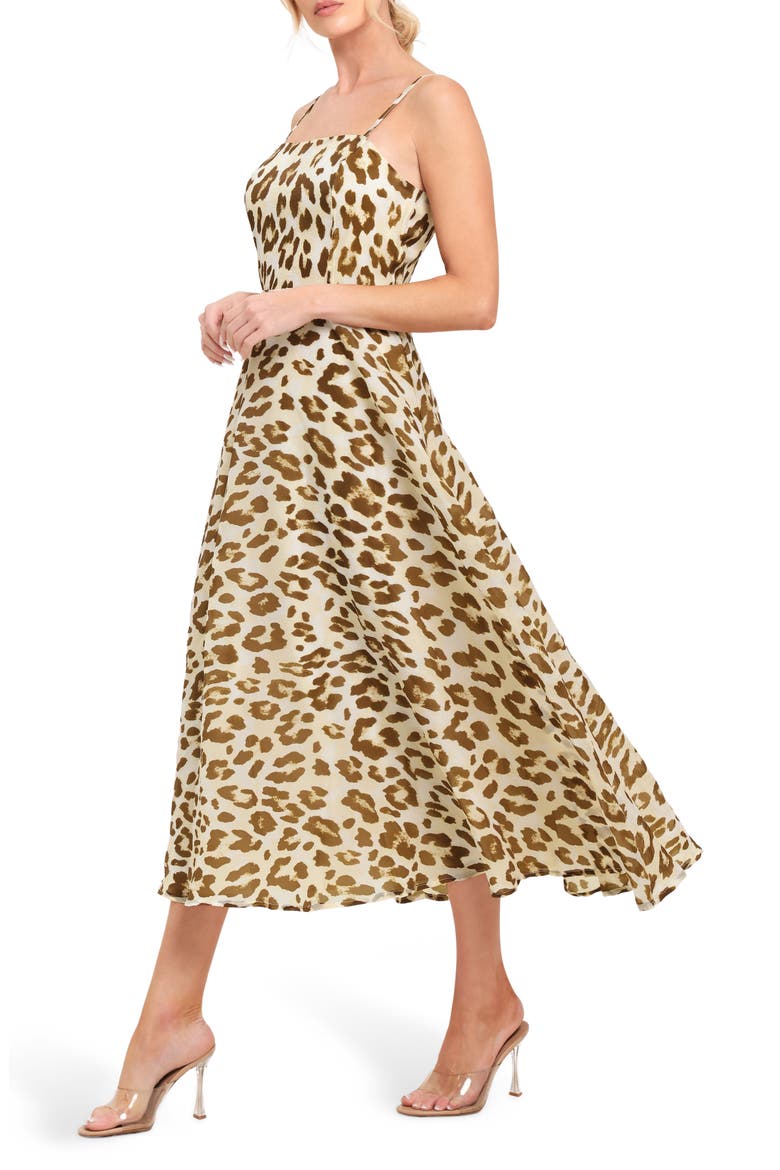 Sleeveless Print Midi Dress, Alternate, color, LEOPARD