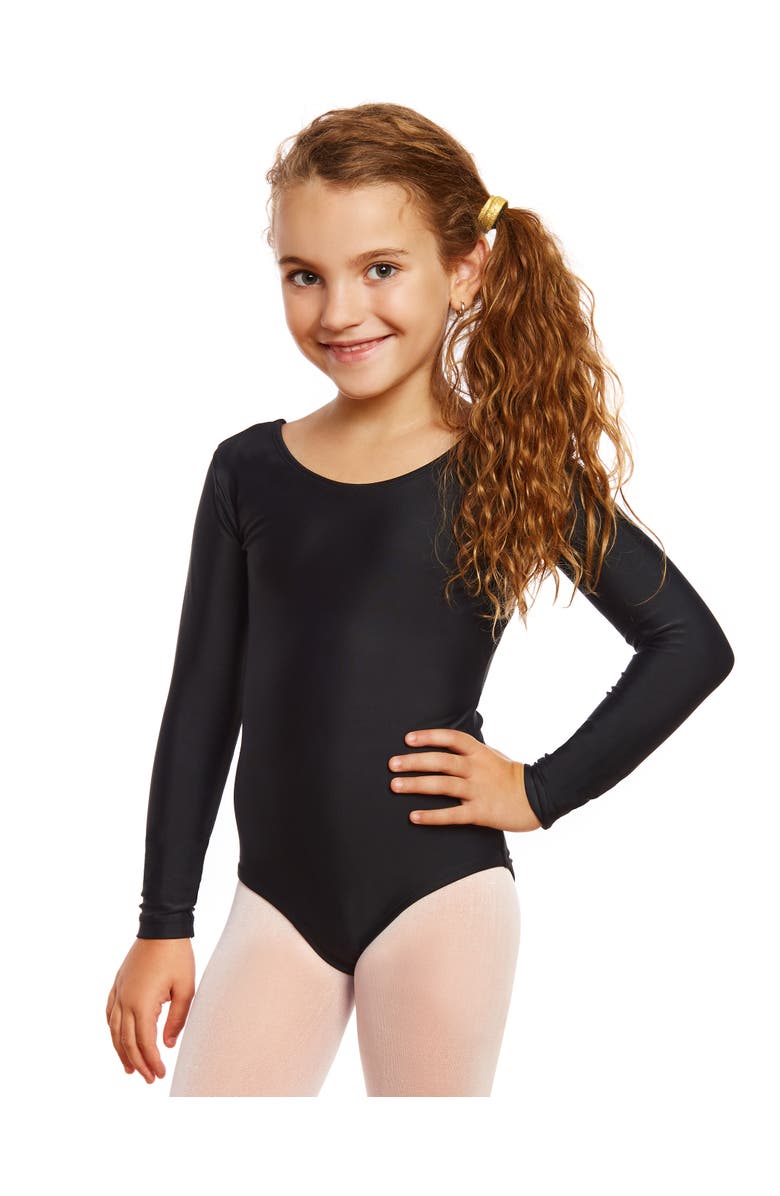 Leveret Girls Long Sleeve Leotard, Alternate, color, Black