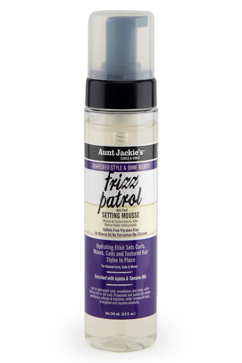 Grapeseed Frizz Patrol Anti Poof Twist & Curl Setting Mousse - 8.5 Fl Oz, Main, color, NO COLOR