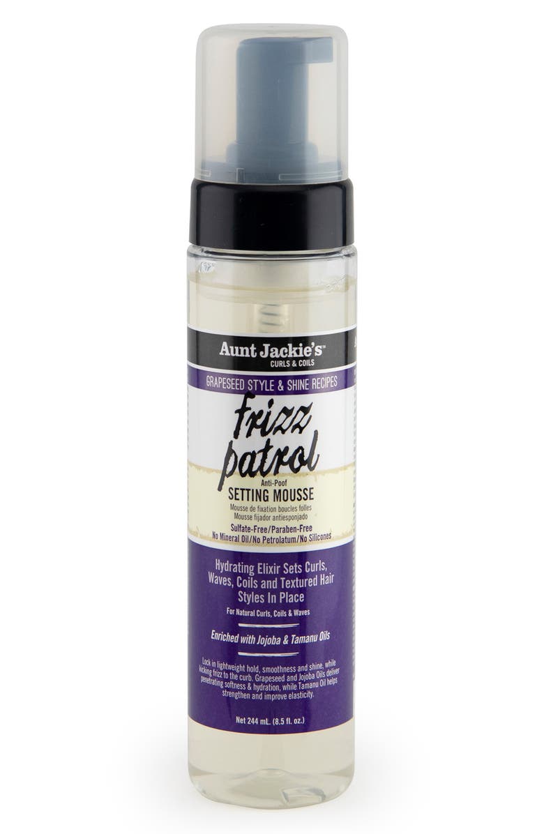 AUNT JACKIE'S Grapeseed Frizz Patrol Anti Poof Twist & Curl Setting Mousse - 8.5 Fl Oz, Main, color, 