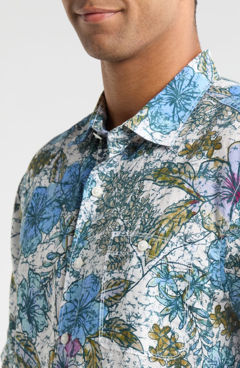 Tommy Bahama Fresco Blooms Short Sleeve Linen Button-Up Shirt, Alternate, color, Classic Lavender