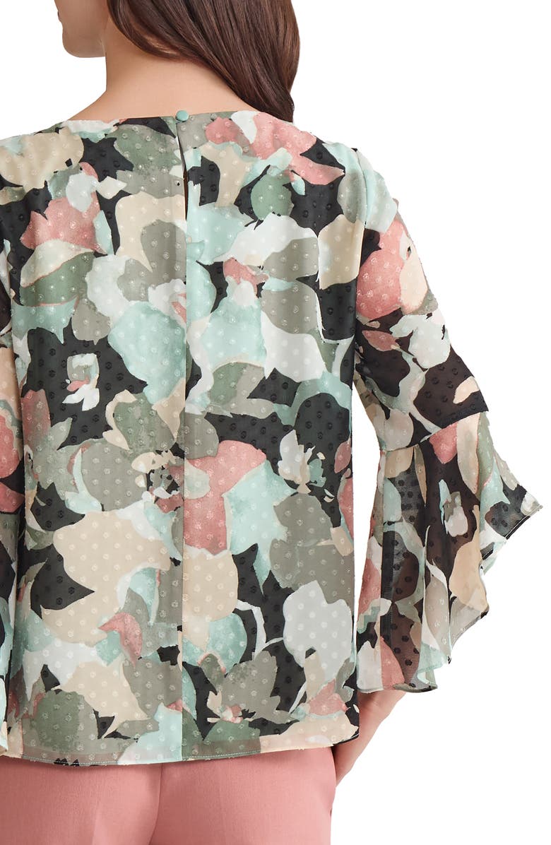 KASPER Clip Dot Ruffle Sleeve Top, Alternate, color, 