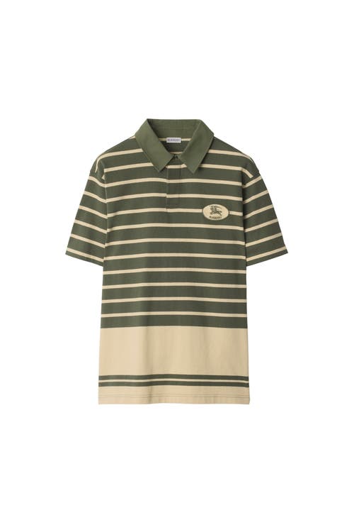 Burberry Striped Cotton Polo Shirt In Green