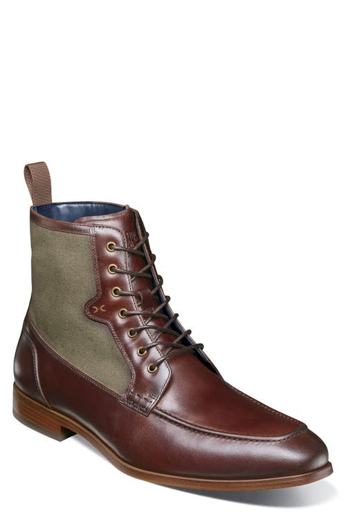 Stacy Adams Brumley Moc Toe Lace Up Boot In Burgundy