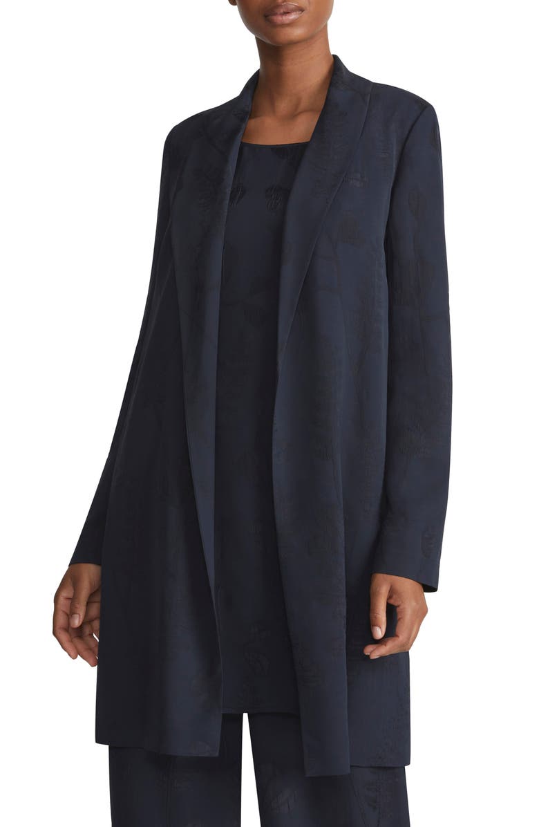 Lafayette 148 New York Floral Jacquard Shawl Collar Camel Hair & Silk Jacket, Main, color, 