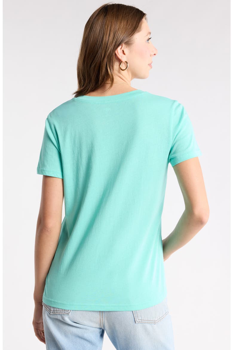 V-Neck Cotton T-Shirt, Alternate, color, TEAL RIPPLE