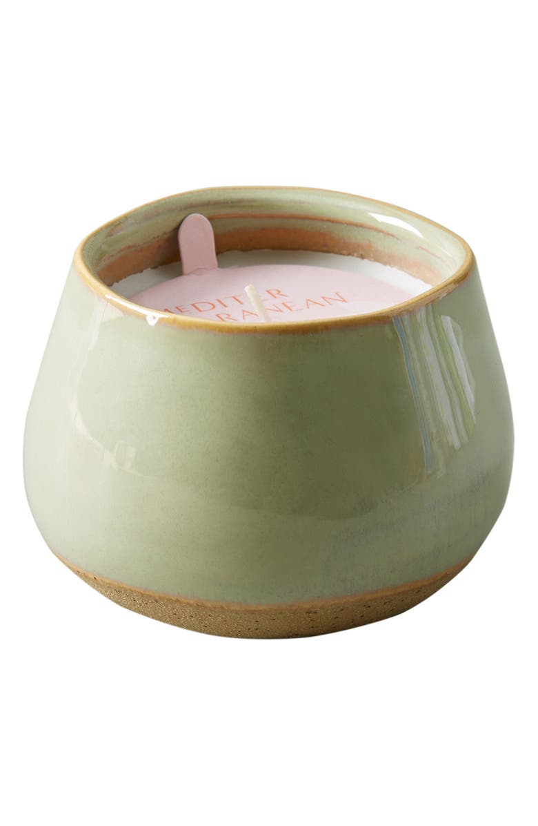 Anthropologie Home Mediterranean Amber & Citron Ceramic Dip Dye Candle, Alternate, color,