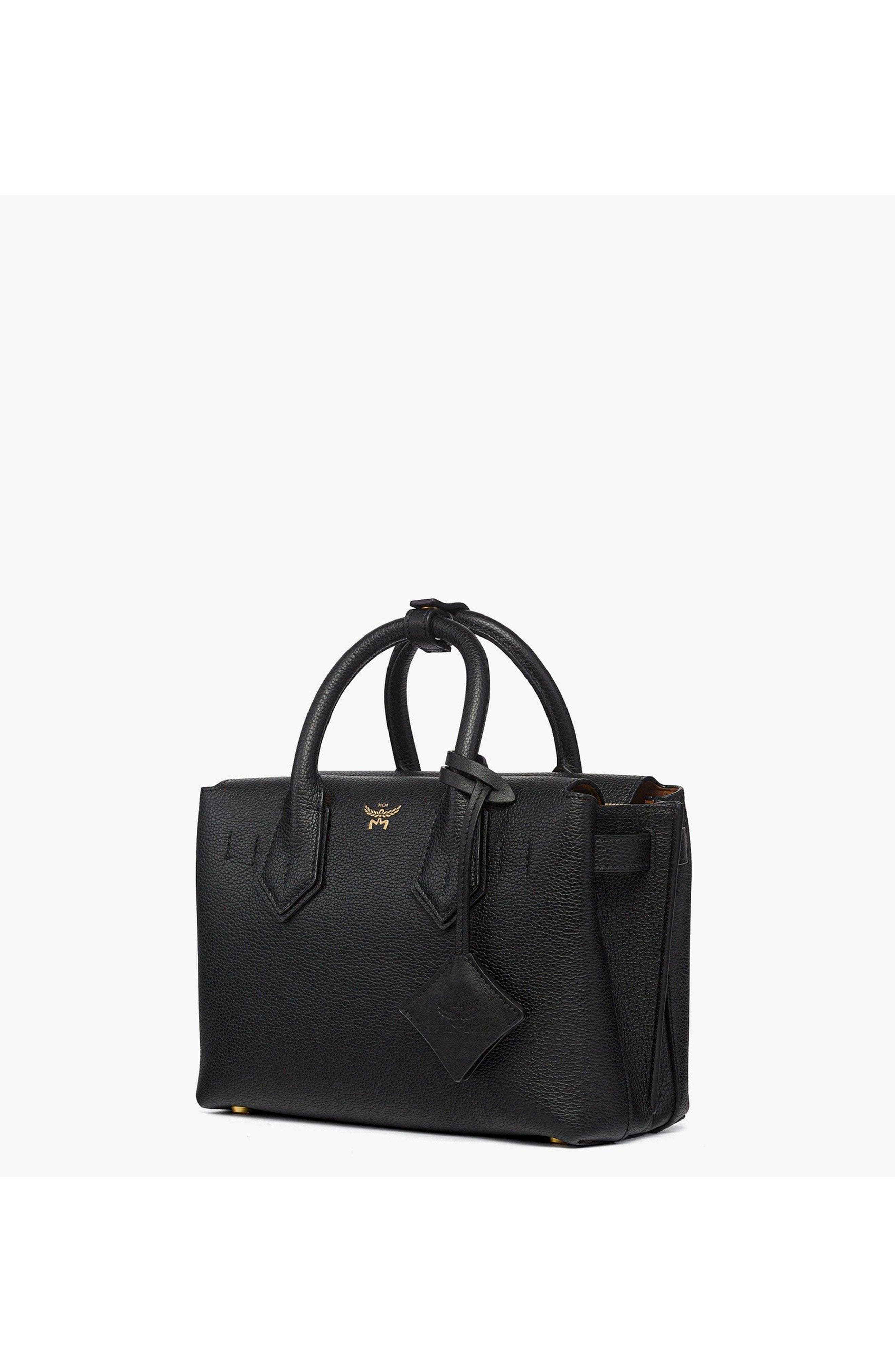 MCM Small Milla Tote in Spanish Embossed Leather, Alternate, color, Black