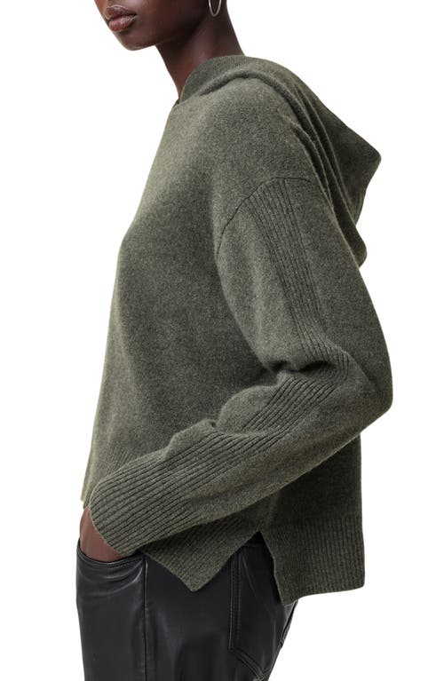 Allsaints Irina Relaxed Fit Cashmere Hoodie In Khaki Green