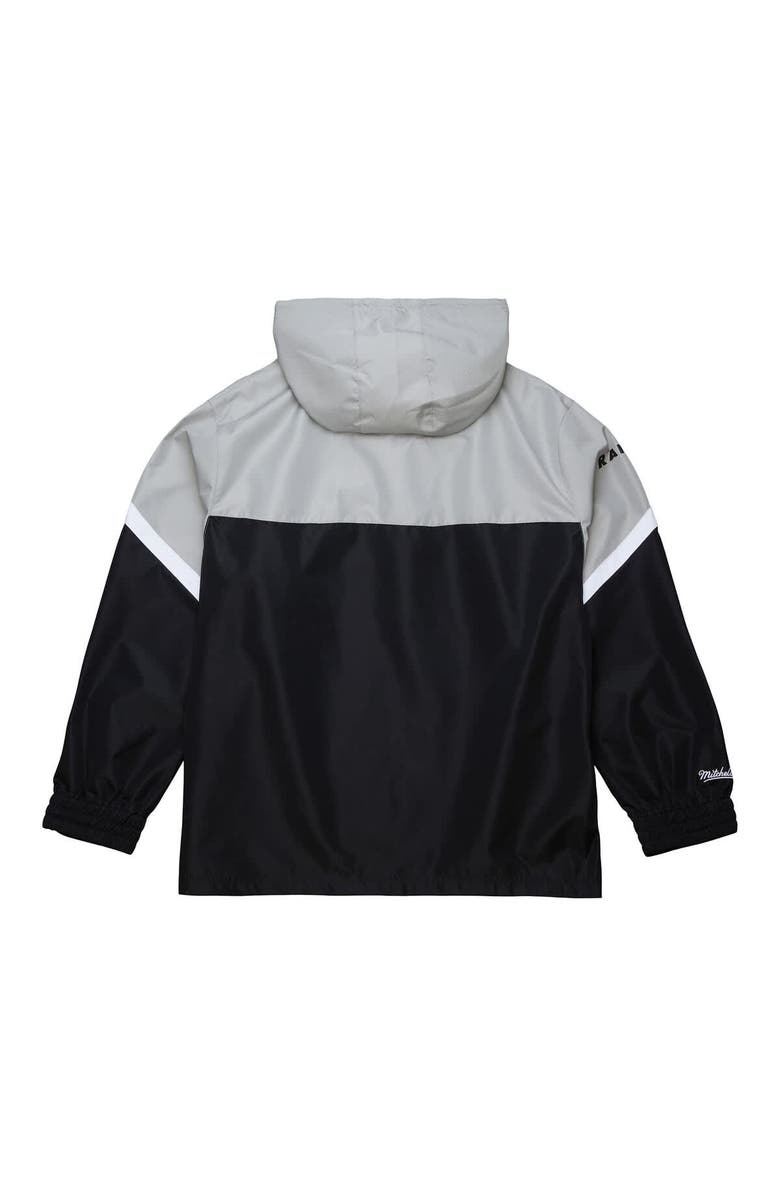 Mitchell & Ness Men's Mitchell & Ness Silver/Black Oakland Raiders Tie Breaker Vintage Logo Lightweight Anorak Half-Zip Windbreaker, Alternate, color, Silver