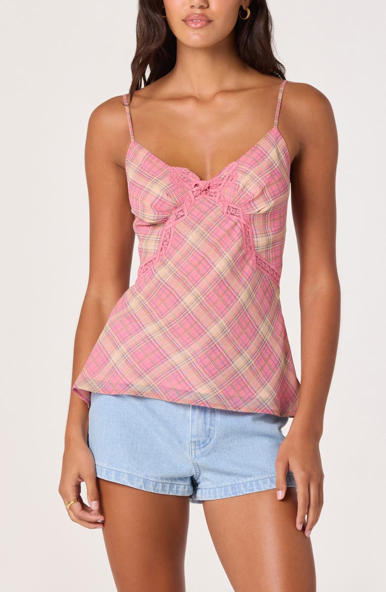 ASTR the Label Kirsten Plaid Tank, Main, color, Pink Plaid