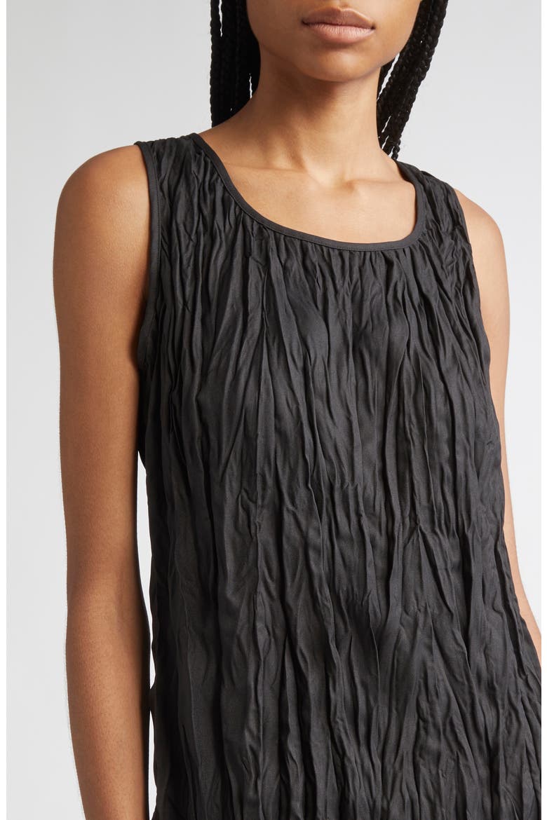 Scoop Neck Sleeveless Plissé Top, Alternate, color, BLACK