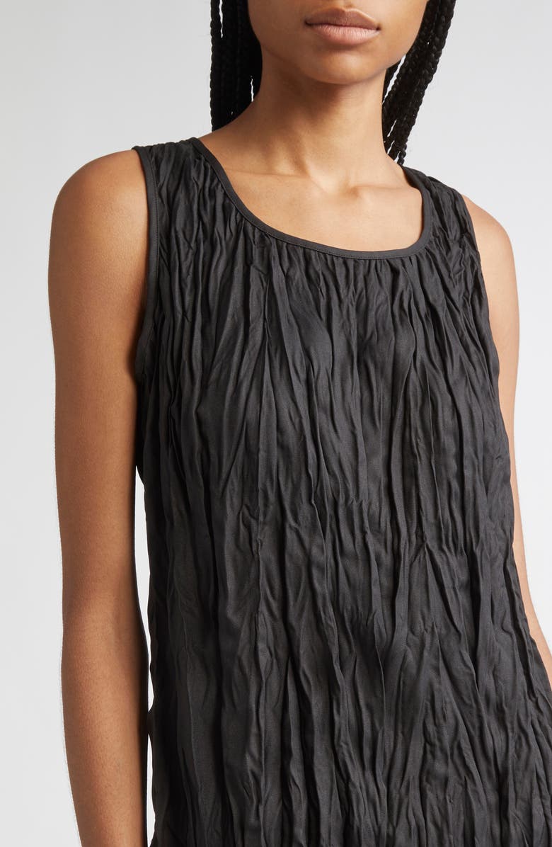 Lafayette 148 New York Scoop Neck Sleeveless Plissé Top, Alternate, color, Black