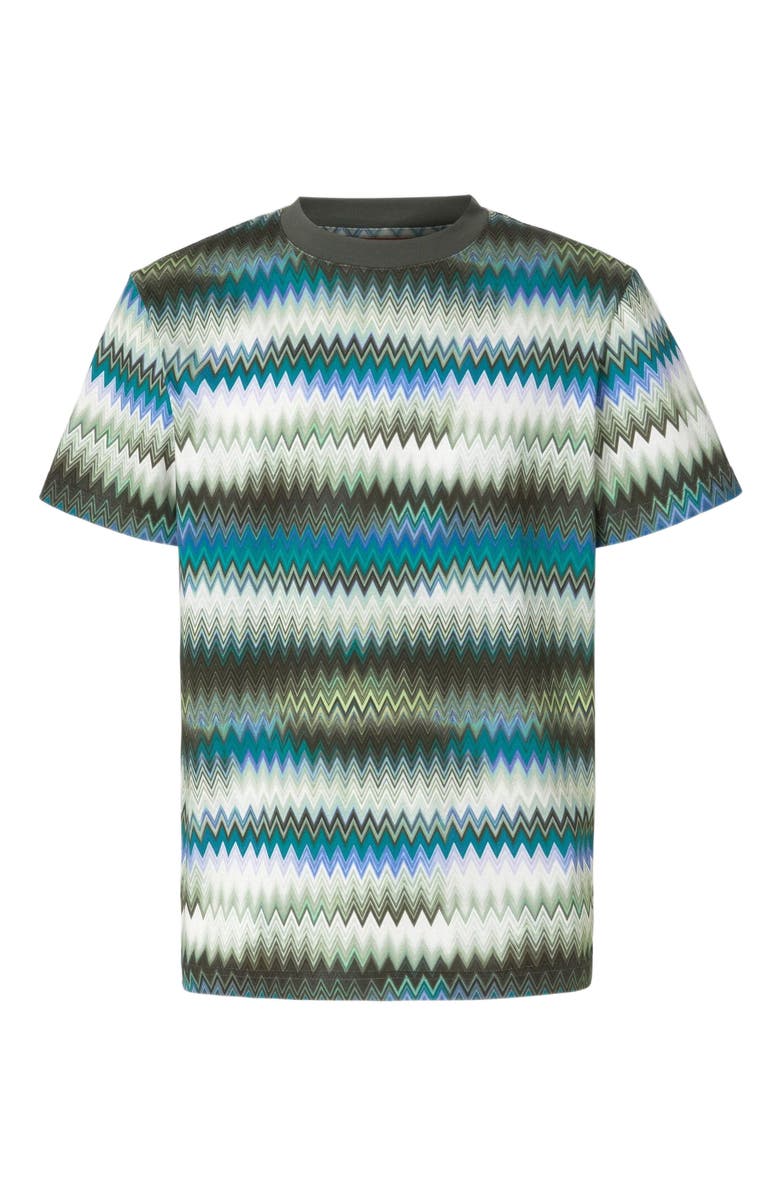 Missoni Cotton Crewneck T-shirt With Gradient Micro Zigzag Print, Alternate, color, 
