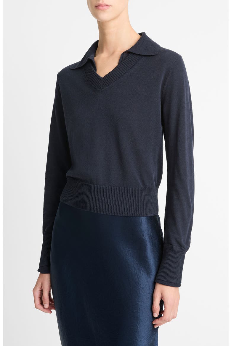 Fine Gauge Collared Sweater, Main, color, NAVY