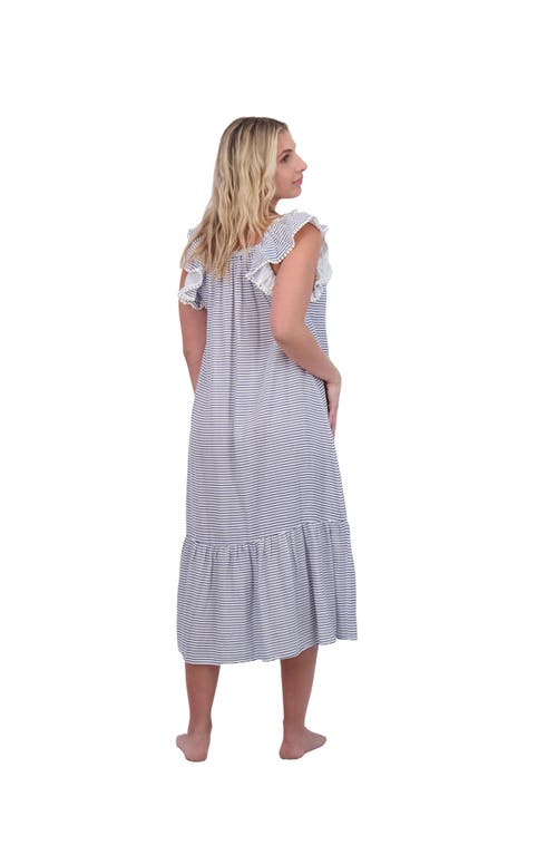 Mer St. Barth Ruffle Sundress Marine Stripe In Blue