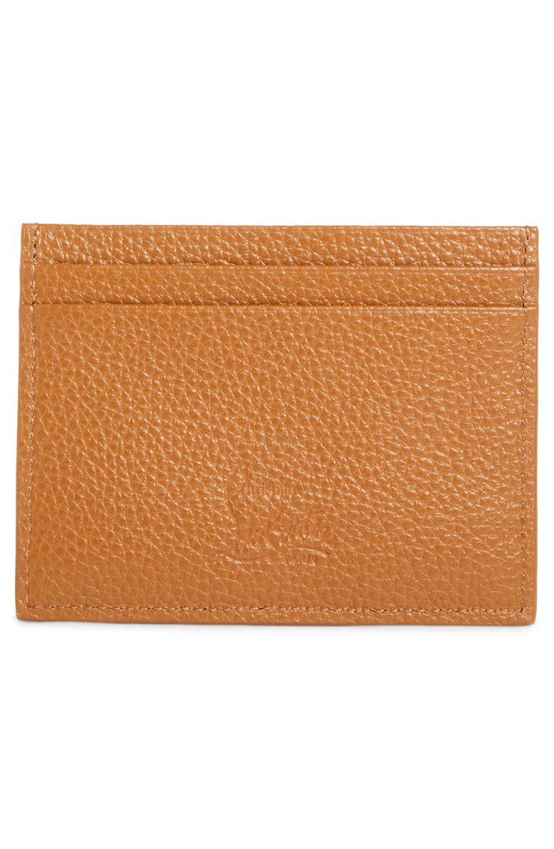 Christian Louboutin Mooncrest Grained Leather Card Case, Alternate, color, Cuoio