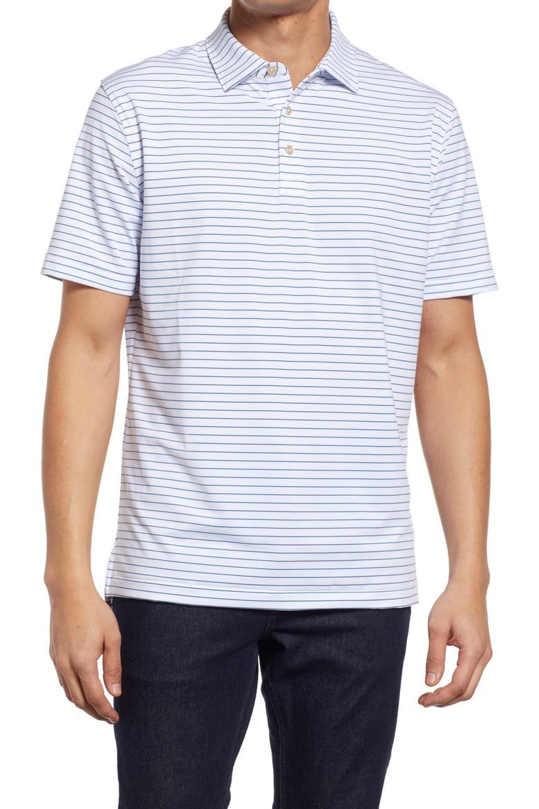 Drum Stripe Performance Polo, Main, color, WHITE