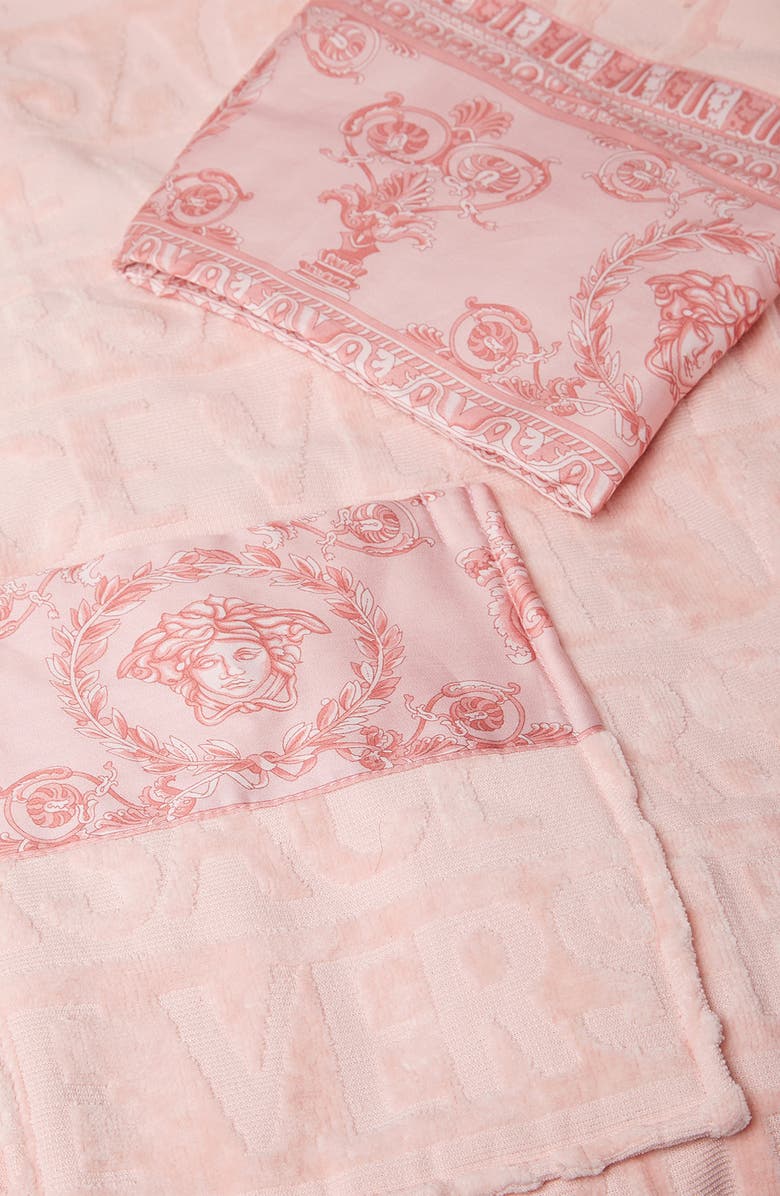 Versace Barocco Terry Robe, Alternate, color, Pink Pink