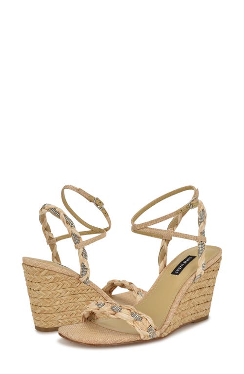 Nine West Women's Nashy Woven Embellished Wedge Sandals In Light Natural