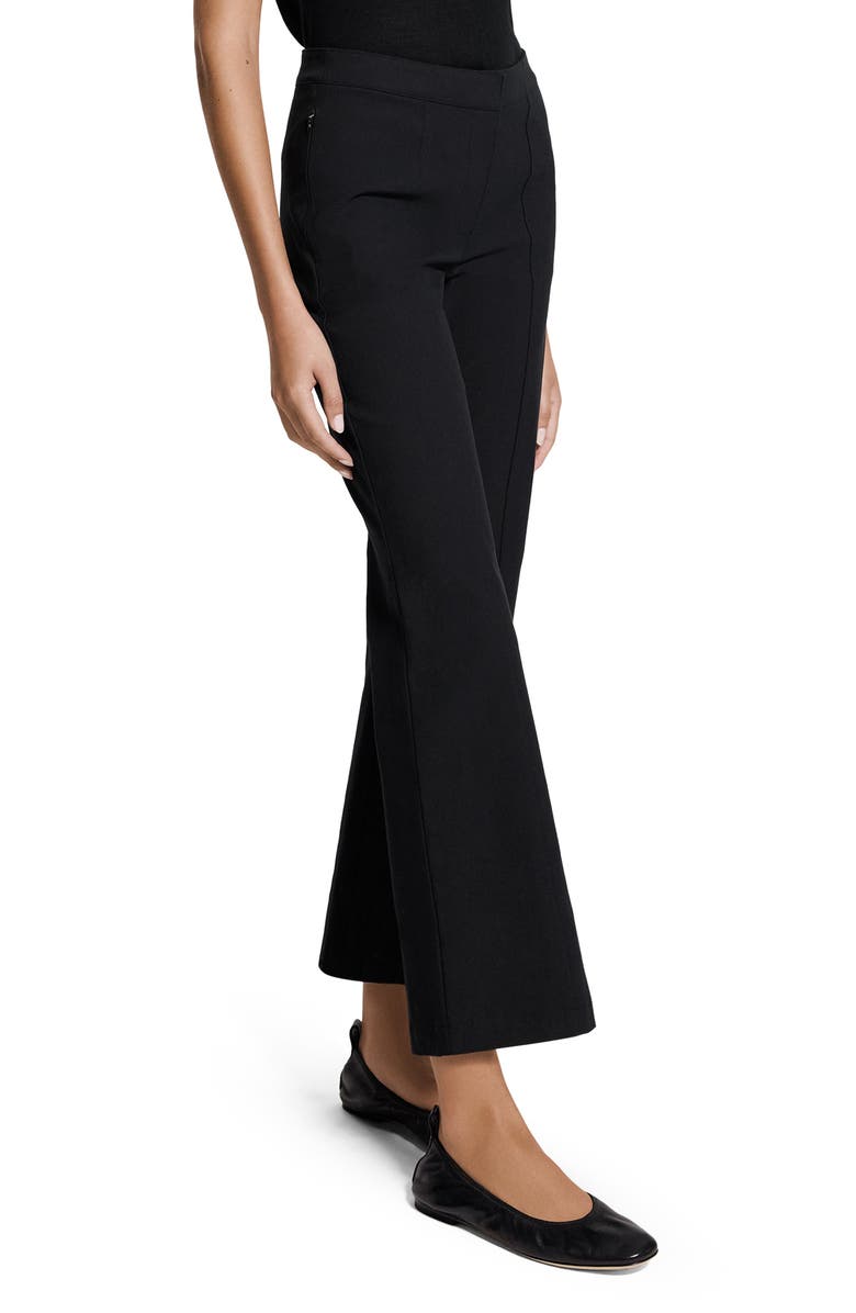 Theory Pintuck Cotton Blend Kick Flare Pants, Alternate, color, Black