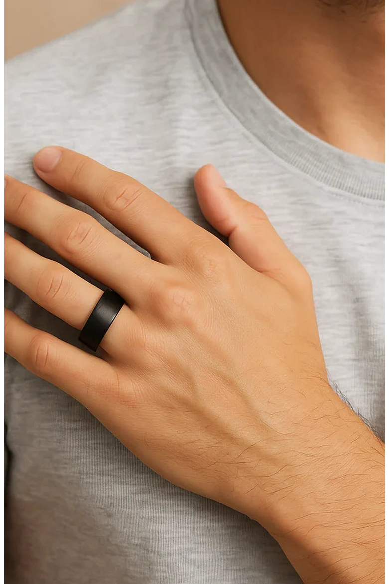 San Antonio Flat Tungsten Carbide Band With Brushed Finish, Alternate, color, Black 10mm