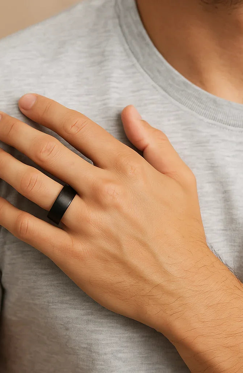 Larson Jewelers San Antonio Flat Tungsten Carbide Band With Brushed Finish, Alternate, color, Black 4Mm