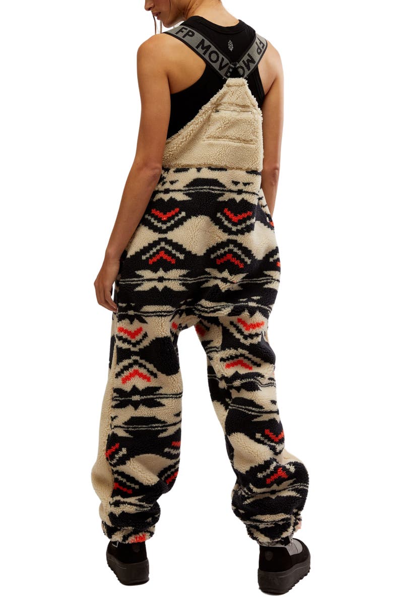 Free People FP Movement Hit the Slopes Fleece Overalls, Alternate, color, Black Fairisle Combo