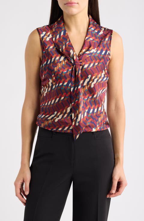 Sailor Tie Neck Sleeveless Top