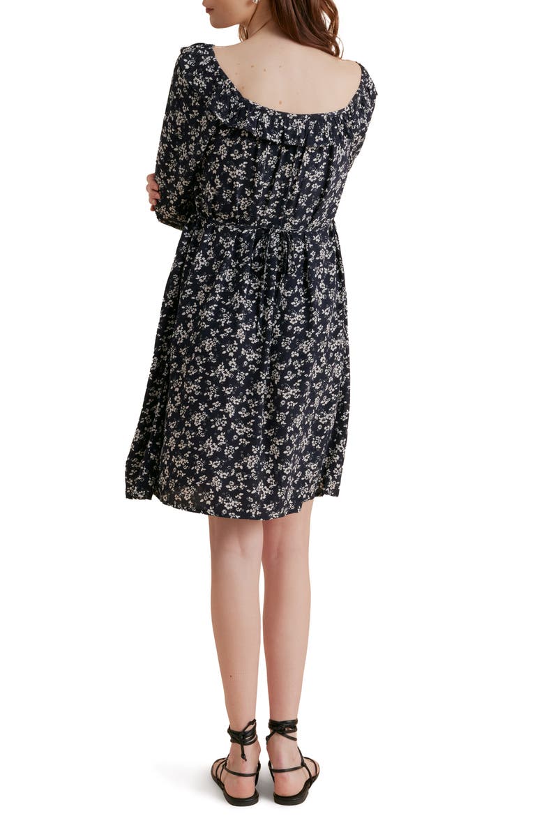 Floral Long Sleeve Maternity Dress, Alternate, color, BLACK/ WHITE FLORAL