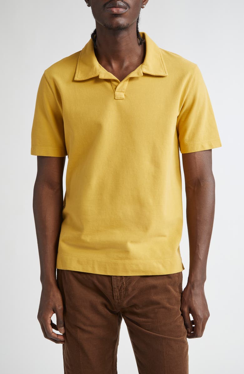 Massimo Alba Aruba Cotton Piqué Polo, Main, color, Mostarda