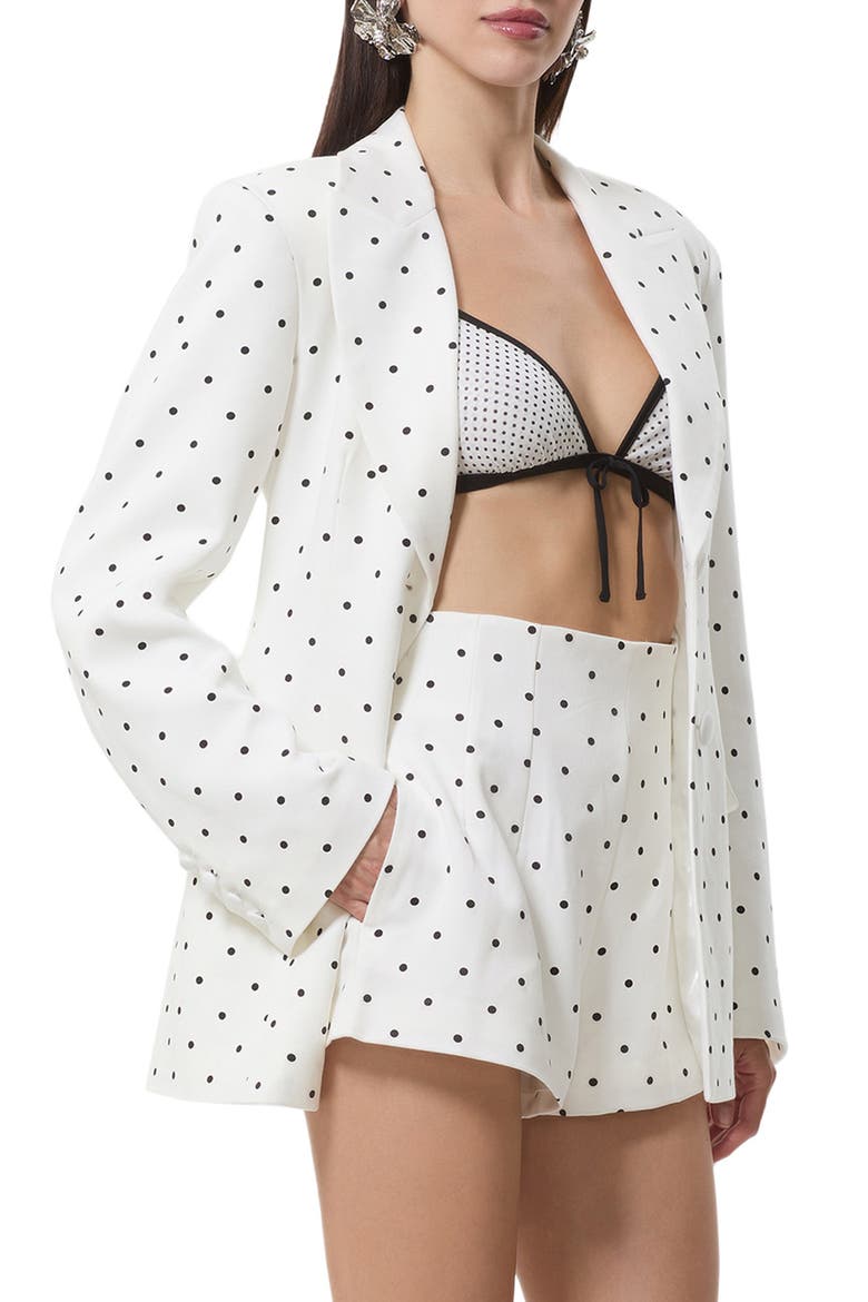Polka Dot Pinch Waist Blazer, Alternate, color, WHITE MINI DOT