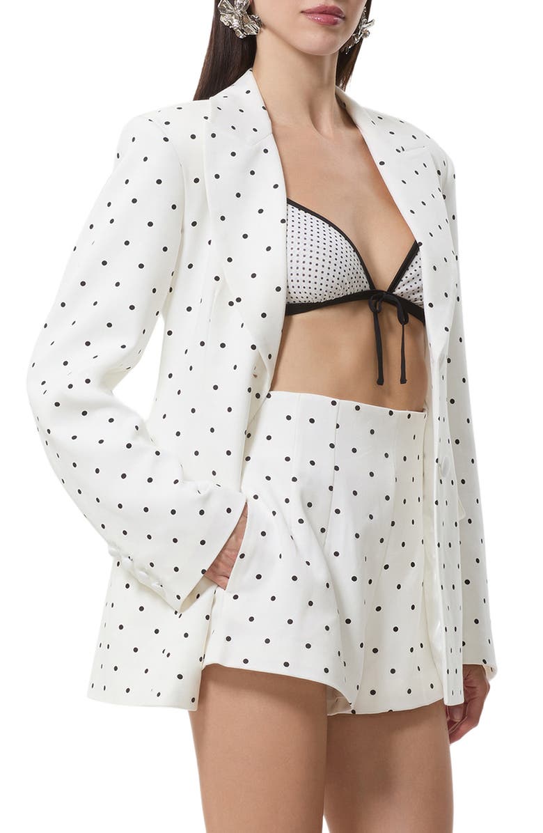 AFRM Polka Dot Pinch Waist Blazer, Alternate, color, White Mini Dot
