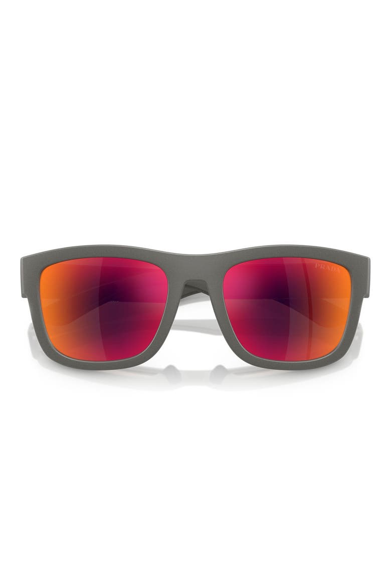 56mm Mirrored Pillow Sunglasses, Alternate, color, SILVER GREY / BROWN ORANGE