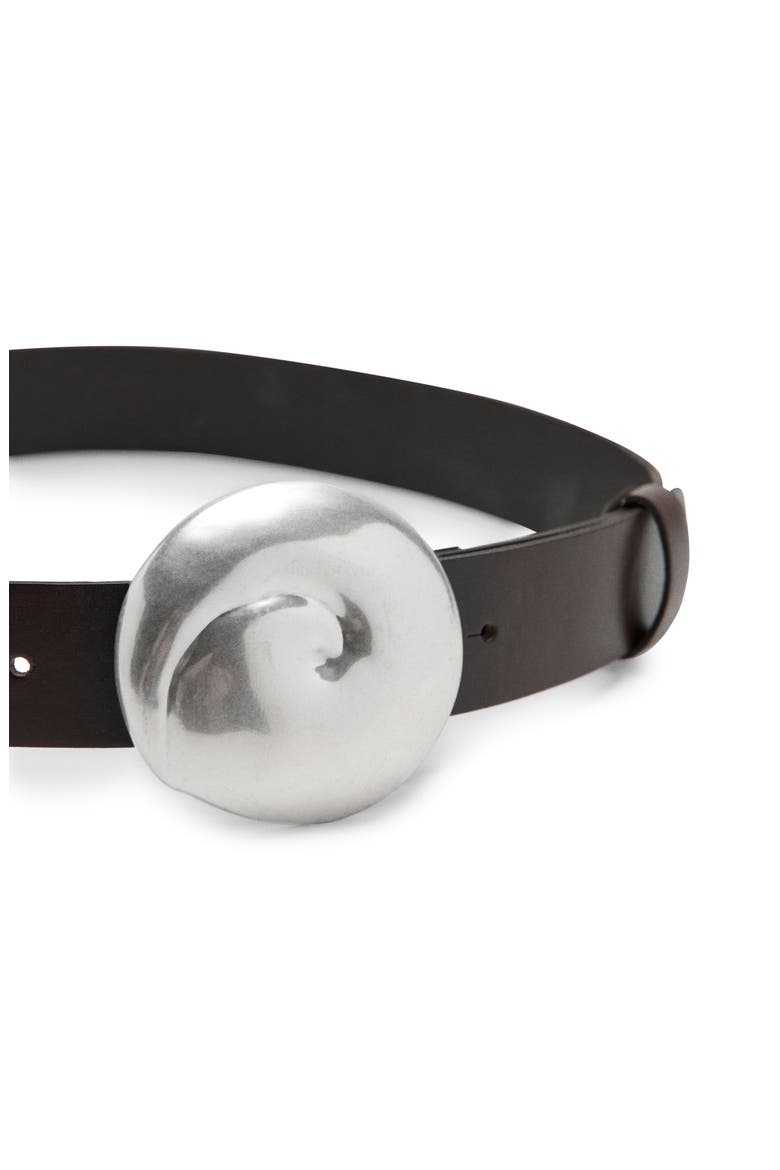 Shell Buckle Leather Belt, Alternate, color, CHOCOLATE