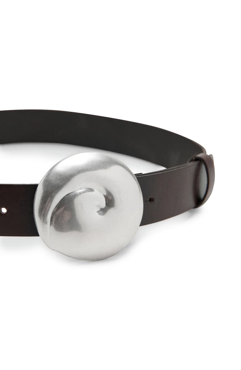 MANGO Shell Buckle Leather Belt, Alternate, color, 