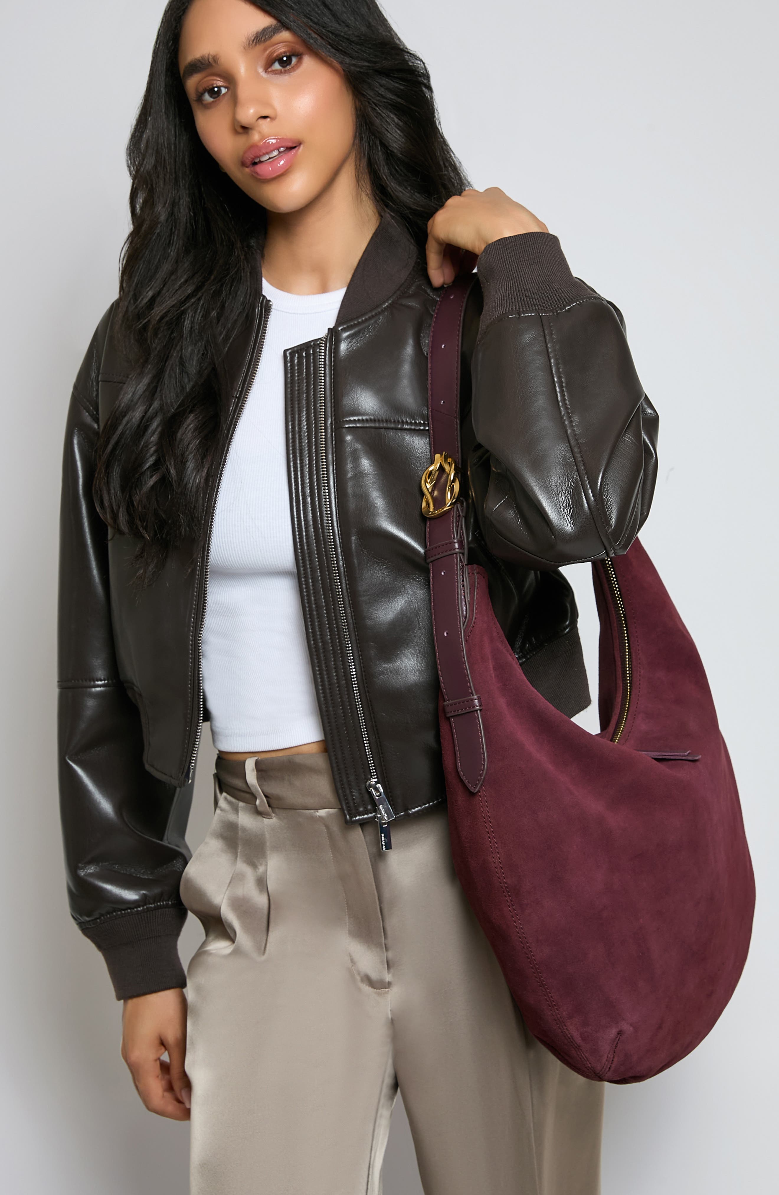 Large Unity Suede Hobo Bag, Alternate, color, CHERRY SUEDE