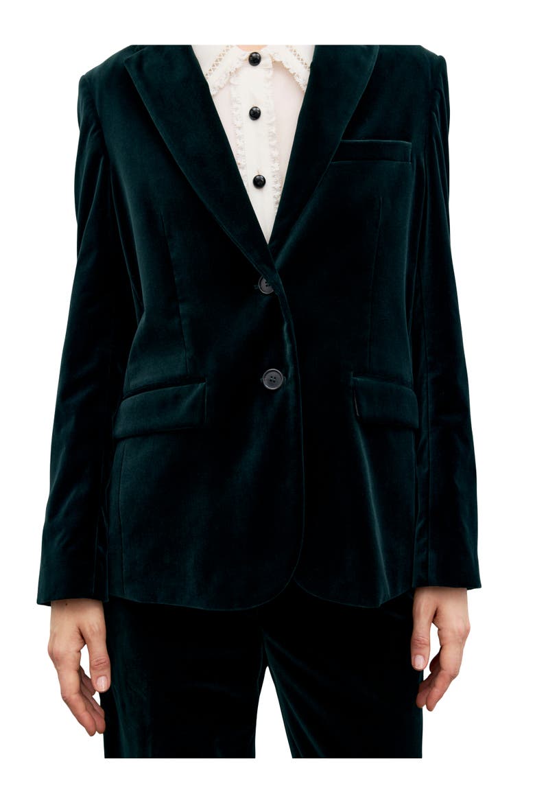 Jyna Velvet Suit Blazer, Alternate, color, Green