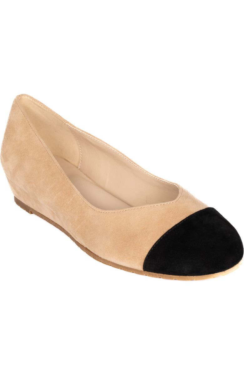 Steffie's Journey Cap Toe Suede Flat, Alternate, color, Sand Tan & Black