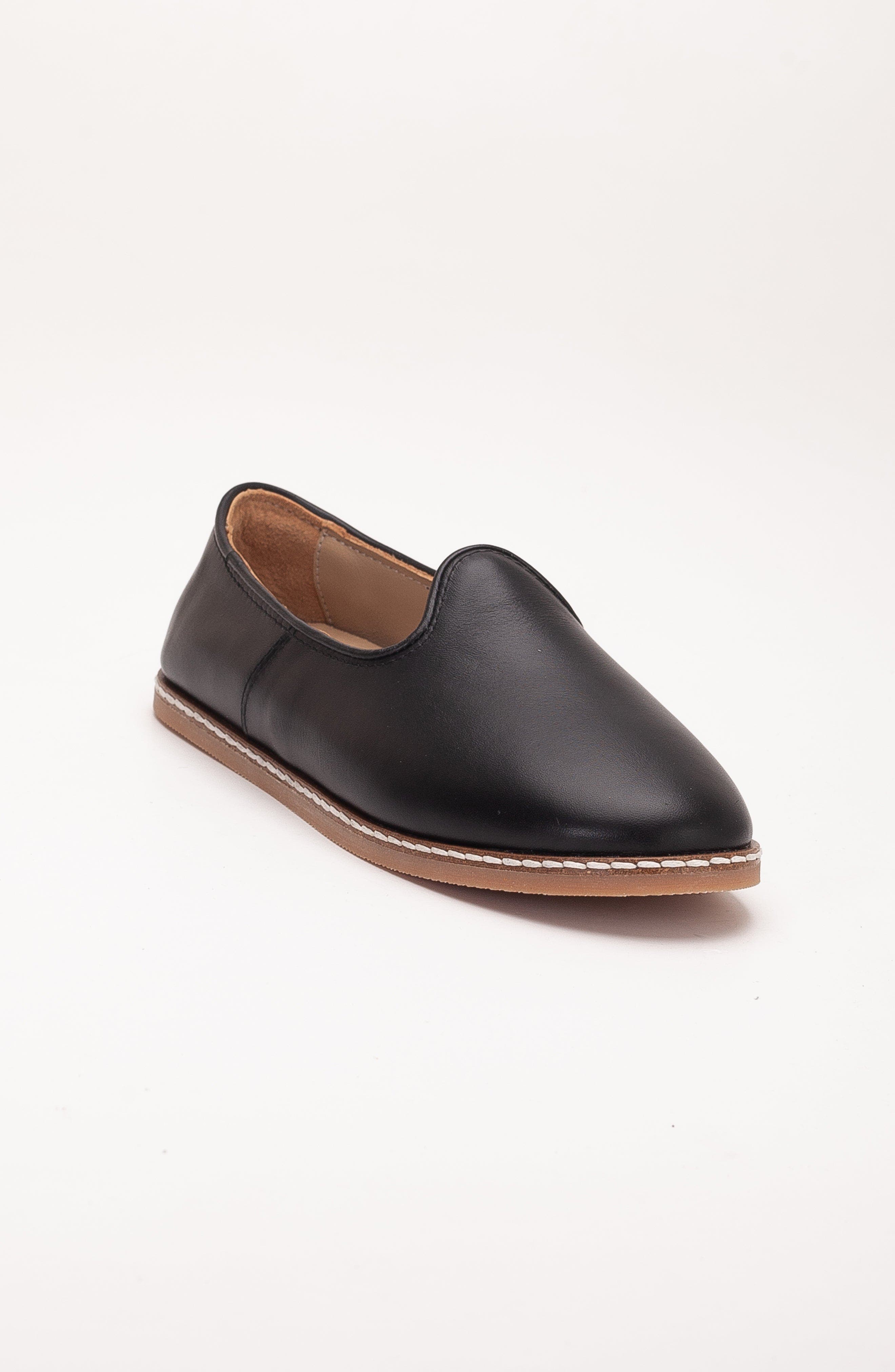 Forever & Always Shoes Dalya Leather Slip On Flats, Main, color, Black Leather