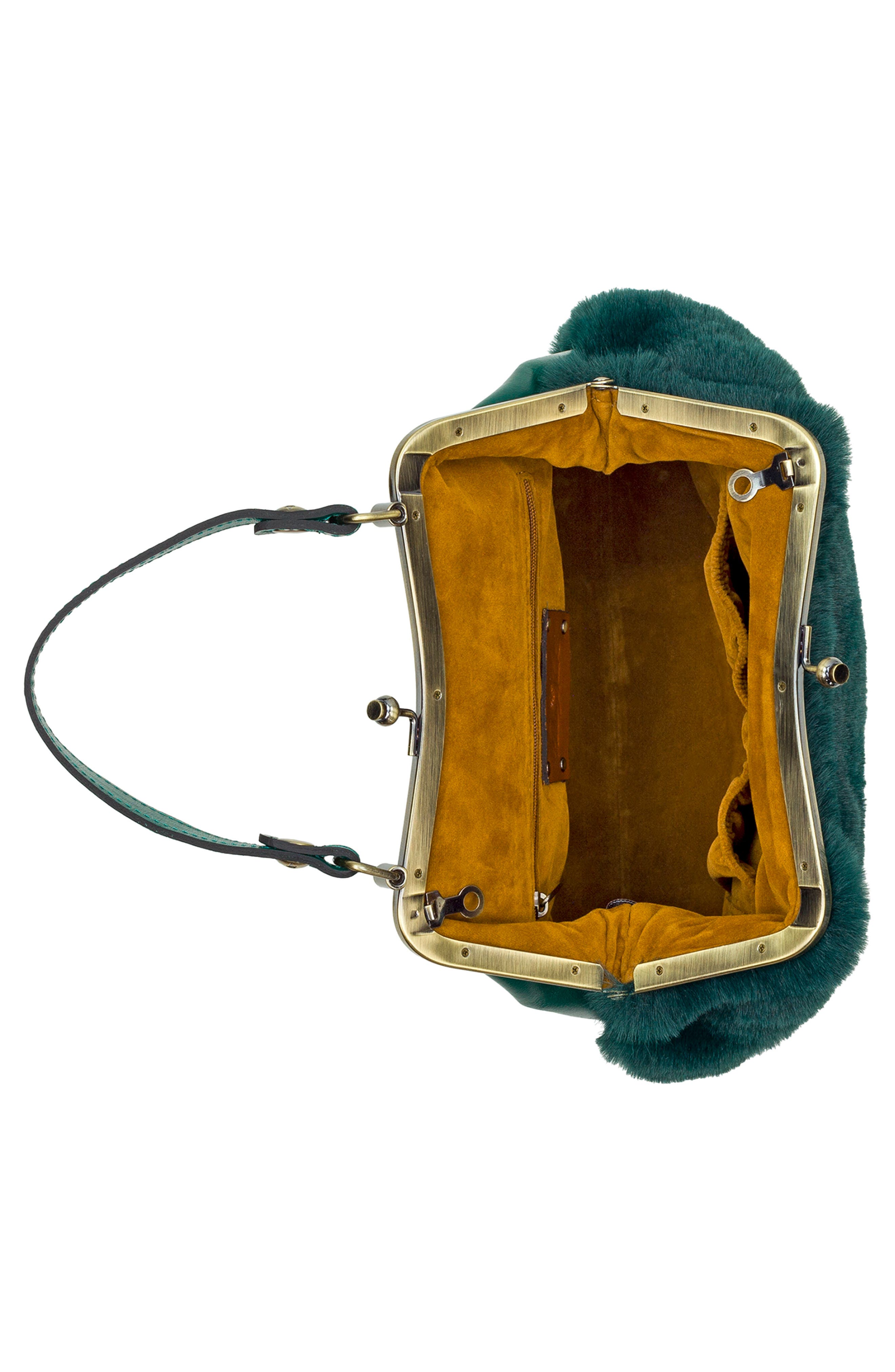 Patricia Nash Laureana Faux Fur Frame Top Shoulder Bag, Alternate, color, Spruce