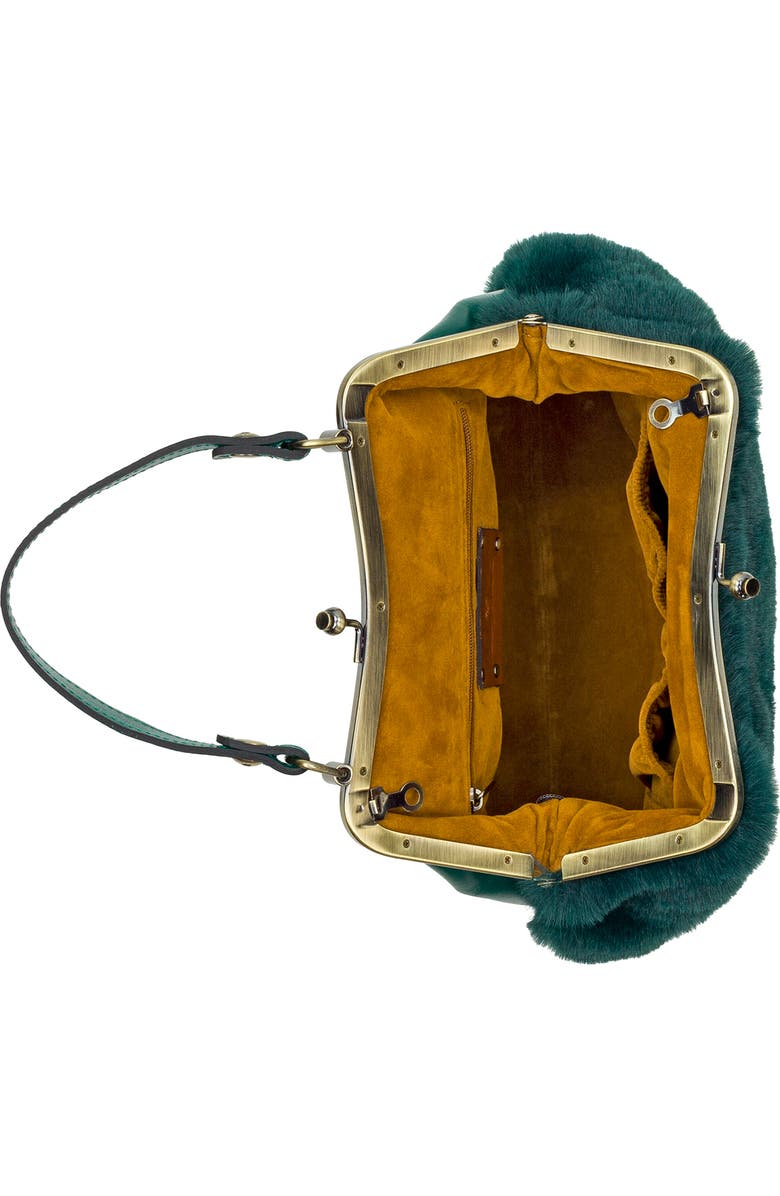Patricia Nash Laureana Faux Fur Frame Top Shoulder Bag, Alternate, color, Spruce