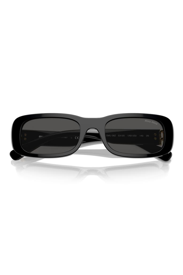 53mm Rectangular Sunglasses, Main, color, BLACK