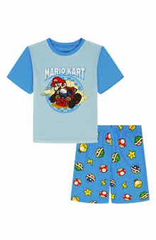AME Kids' Super Mario Print Fitted Two-Piece Short Pajamas