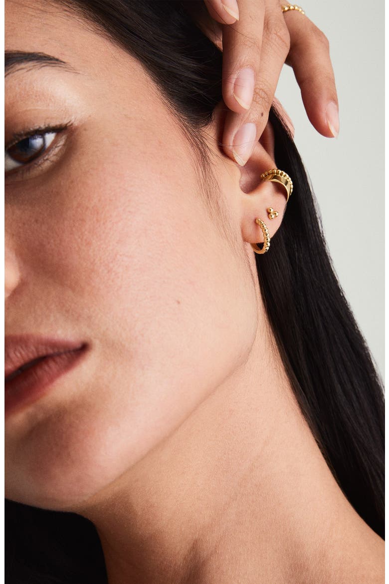 Beaded Huggie Hoops, Alternate, color, Yellow Gold