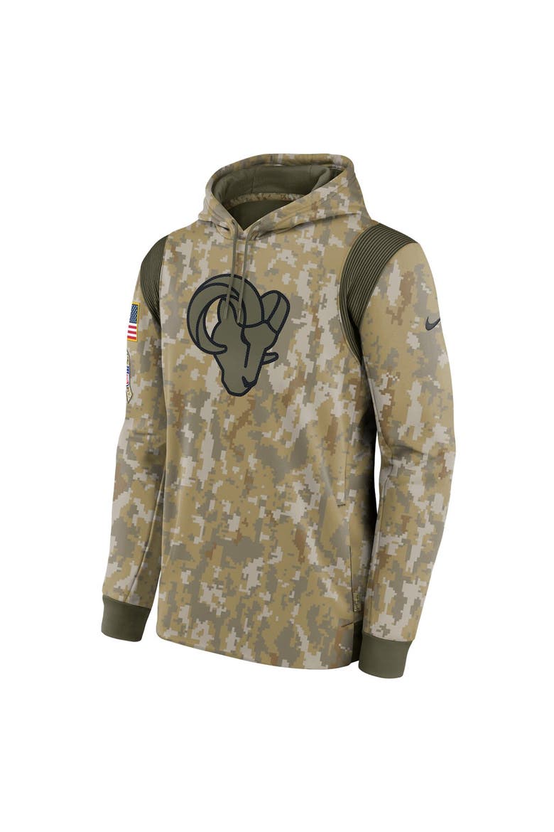 Men's Nike Camo Los Angeles Rams 2021 Salute To Service Therma Performance Pullover Hoodie, Alternate, color, Camo