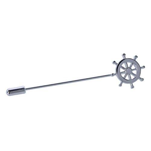 Trafalgar The Skipper Helm Novelty Lapel Pin In Silver